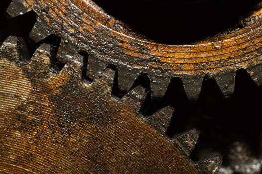 Gears of industrial machine. detail of mechanism. old cogwheels. mechanical parts of machinery