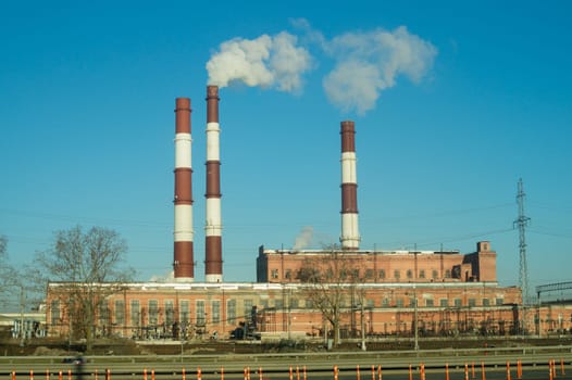 Industrial chimneys. smokestacks of the factory