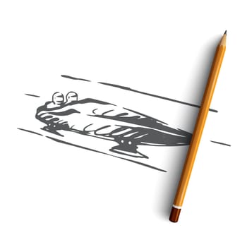 Luge, winter, sport, ice, speed concept. Hand drawn competition of luge sport concept sketch. Isolated vector illustration.