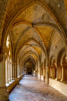 Aragon, Spain - October 7, 2021: Interior of famous cistercian monastery of Veruela, in Aragon, Spain .