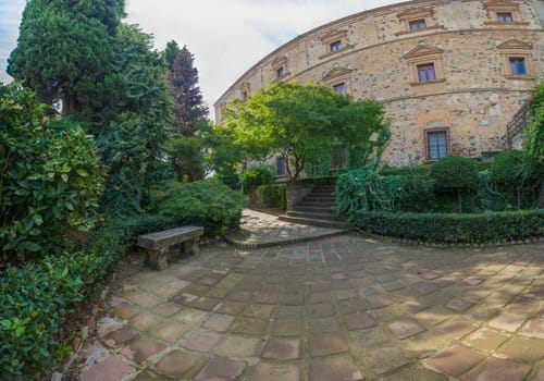 Cristina de Ulloa gardens. One of the most emblematic medieval gardens of monumental Complex of Caceres, Extremadura, Spain