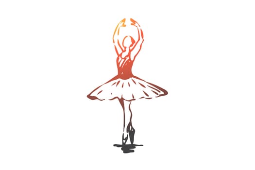 Ballerina, girl, dance, woman, art concept. Hand drawn ballerina in dance pose concept sketch. Isolated vector illustration.