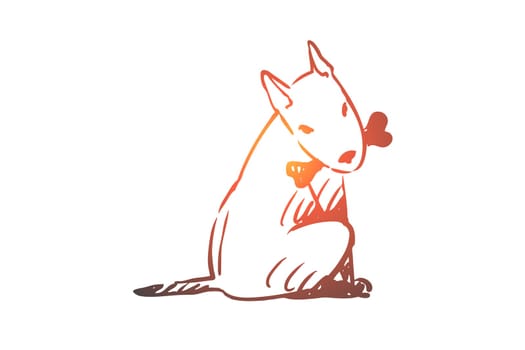 Dog, walking, outdoor, pet, domestic concept. Hand drawn home dog walking concept sketch. Isolated vector illustration.