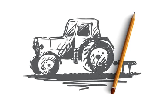 Fertilizer, farming, agriculture, plant, soil concept. Hand drawn fertilizer machine for agriculture concept sketch. Isolated vector illustration.
