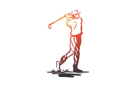Golf, tournament, game, sport, golfer concept. Hand drawn player on golf tournament concept sketch. Isolated vector illustration.