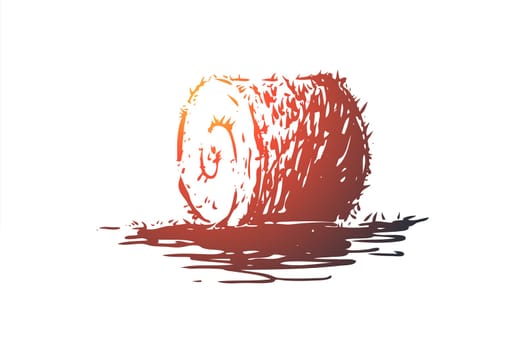 Harvest, autumn, farm, wheat, agriculture concept. Hand drawn stack of hay in the field concept sketch. Isolated vector illustration.