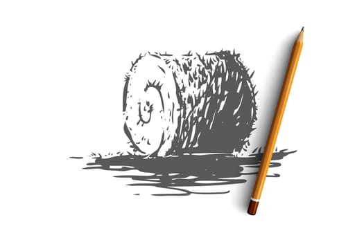 Harvest, autumn, farm, wheat, agriculture concept. Hand drawn stack of hay in the field concept sketch. Isolated vector illustration.