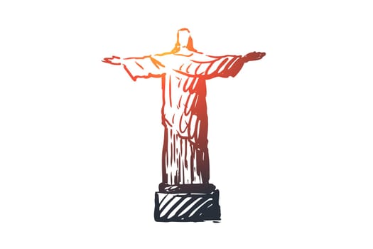 Jesus, statue, monument, religion, Christ concept. Hand drawn statue of Jesus Christ concept sketch. Isolated vector illustration.