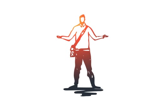 Joyful, happy, man, success, winner concept. Hand drawn happy joyful person concept sketch. Isolated vector illustration.