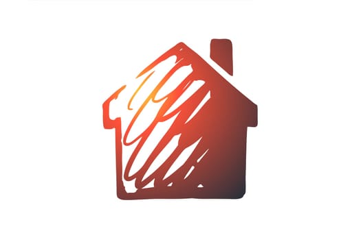 House, building, real estate, architecture concept. Hand drawn house for family living concept sketch. Isolated vector illustration.