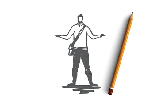Joyful, happy, man, success, winner concept. Hand drawn happy joyful person concept sketch. Isolated vector illustration.
