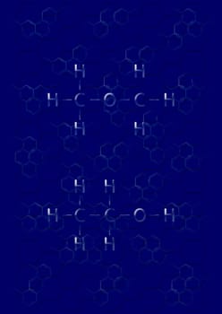 Abstract background with structural chemical formulas of benzene rings