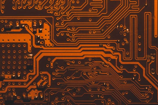 Electronic circuit board abstract background. computer motherboard close up. modern technologies. micro elements of computer with connections and traces. Intelligent technology