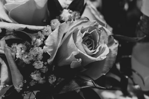 bouquet of roses black and white abstract background