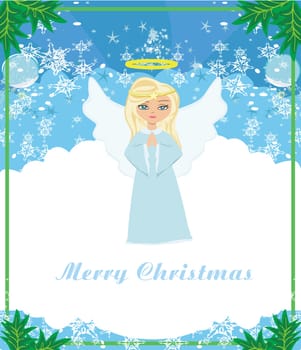 Abstract card with sweet blond angel praying