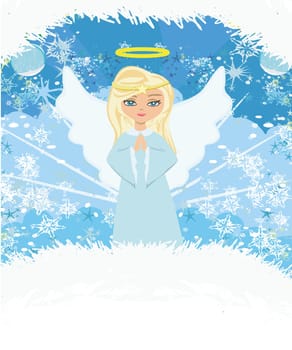 Abstract card with sweet blond angel praying