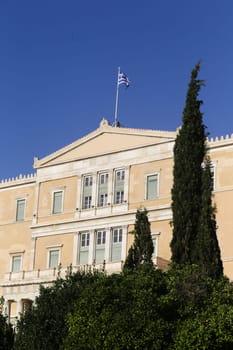 The Hellenic Parliament building in Athens, Greece