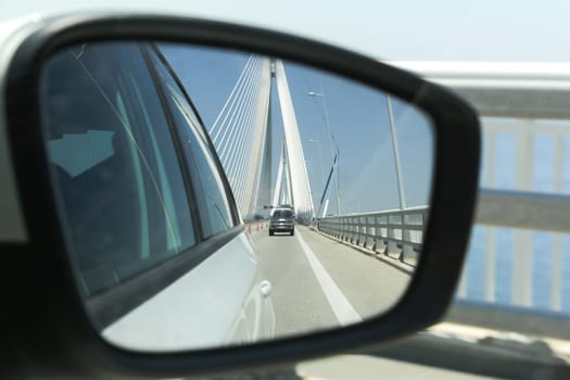 The Rio-Antirrio suspension bridge crossing Corinth Gulf in Greece