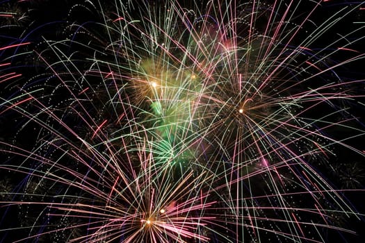Firework explosion in a dark night