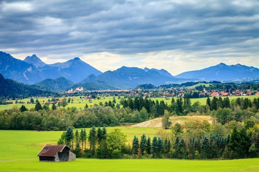 Scenic view of the countryside near Schwangau in Bavaria, Germany