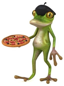 Fun french frog - 3D Illustration