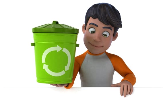 Fun 3D cartoon Asian teenager .