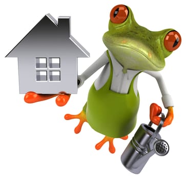 Fun frog gardener - 3D Illustration