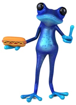 Fun blue frog - 3D Illustration