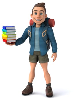 Fun illustration of a 3D cartoon backpacker