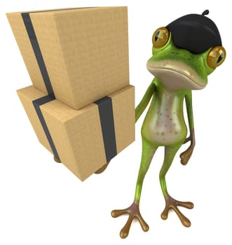 Fun french frog - 3D Illustration