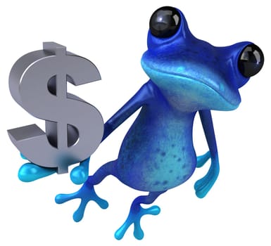 Fun blue frog - 3D Illustration
