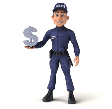 Fun 3D illustration of a cartoon Police Officer