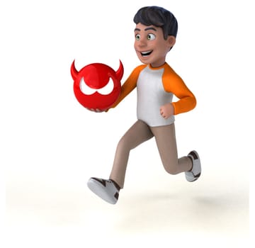 Fun 3D cartoon Asian teenager .