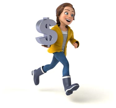 Fun 3D illustration of a cartoon teenage girl