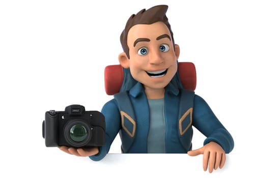 Fun illustration of a 3D cartoon backpacker