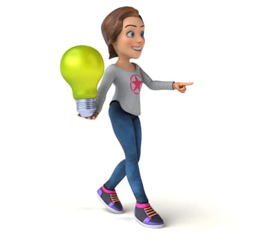Fun 3D illustration of a cartoon teenage girl