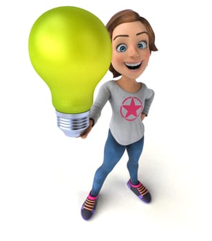 Fun 3D illustration of a cartoon teenage girl