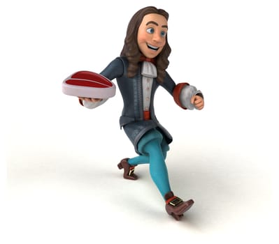 3D Illustration of a cartoon man in historical baroque costume
