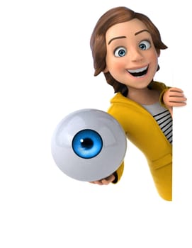 Fun 3D illustration of a cartoon teenage girl