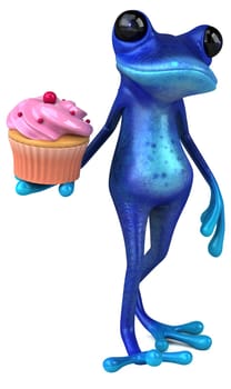 Fun blue frog - 3D Illustration