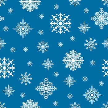 Christmas seamless pattern. Snow flakes backdrop. Tileable background for winter holidays. Graphic design element for packaging paper, prints, scrapbooking. Holiday themed design