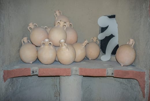 Ecija, Spain - April 21th, 2019: Olearia amphorae oven indoor or Kiln. Ecija History Museum