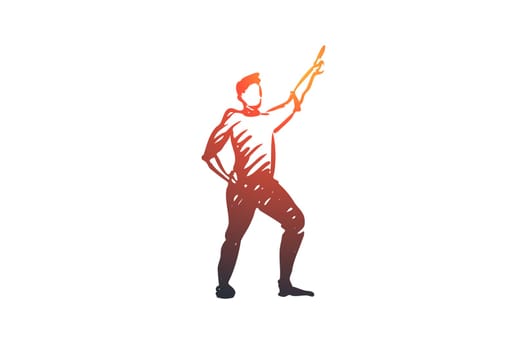 Dancing, guy, fun, party, disco concept. Hand drawn attractive young guy dancing at disco party concept sketch. Isolated vector illustration.