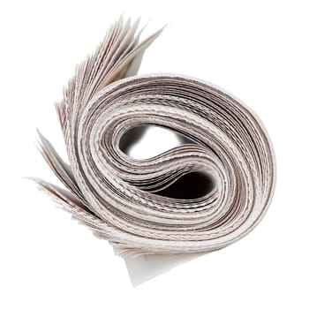 Roll of newspapers. Isolated on white. News and updates concept.