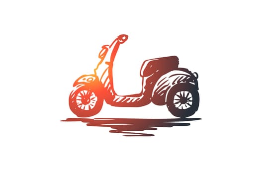 Scooter, bike, speed, vehicle, transport concept. Hand drawn scooter urban transport concept sketch. Isolated vector illustration.
