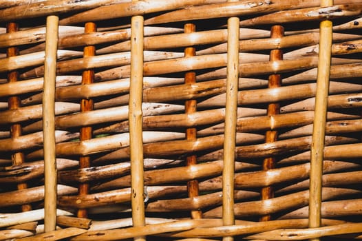 Weaving background. woven texture. wooden vine wicker straw basket
