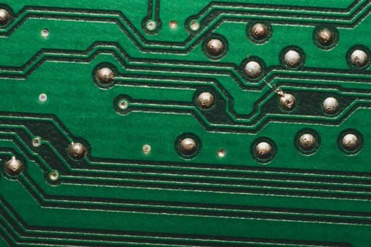 Electronic circuit board abstract background. computer motherboard close up. modern technologies. micro elements of computer with connections and traces. Intelligent technology
