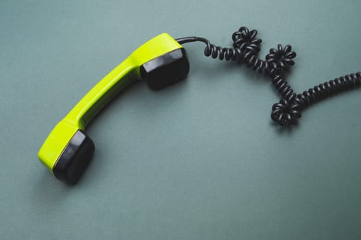 Telephone handset. phone receiver isolated on color background. old communication technology. copy space