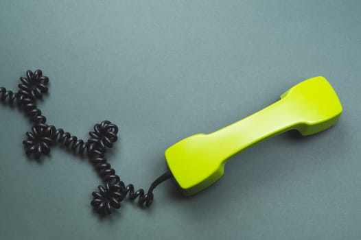 Telephone handset. phone receiver isolated on color background. old communication technology. copy space