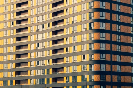 Modern building wall. detail of new constructed colorful building. modern residential construction